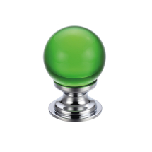 Glass Ball Cabinet Knob - Plain Green 30mm