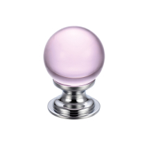 Glass Ball Cabinet Knob - Plain Pink 30mm