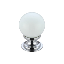 Glass Ball Cabinet Knob - Plain White 30mm