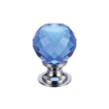 Glass Ball Cabinet Knob - Facetted Blue 25mm