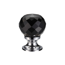 Glass Ball Cabinet Knob - Facetted Black 25mm