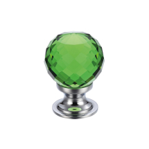 Glass Ball Cabinet Knob - Facetted Green 25mm