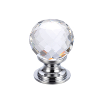 Glass Ball Cabinet Knob - Facetted 30mm