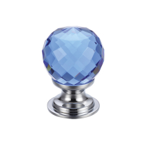 Glass Ball Cabinet Knob - Facetted Blue 30mm