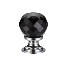 Glass Ball Cabinet Knob - Facetted Black 30mm