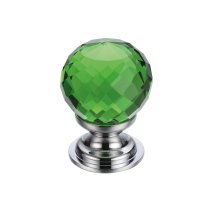 Glass Ball Cabinet Knob - Facetted Green 30mm