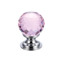 Glass Ball Cabinet Knob - Facetted Pink 30mm