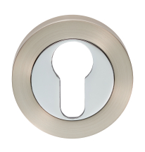 Escutcheon - Euro Profile On Concealed Fix Round Rose Satin Nickel/Polished Chrome