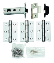 Latch Pack - Pair And Half Hinges & 3 Inch Bolt Through Latch