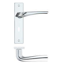 Aries Lever Lock (57mm c/c) On Backplate - 190x42mm - Polished Chrome
