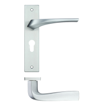 Aries Lever Euro Lock (47.5mm c/c) On Backplate - 190x42mm - Satin Chrome