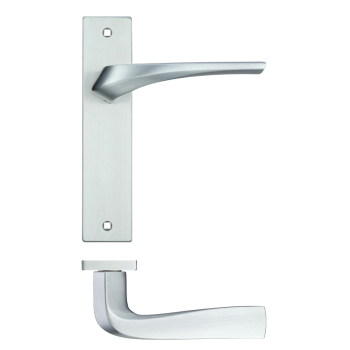 Aries Lever Latch On Backplate - 190x42mm - Satin Chrome