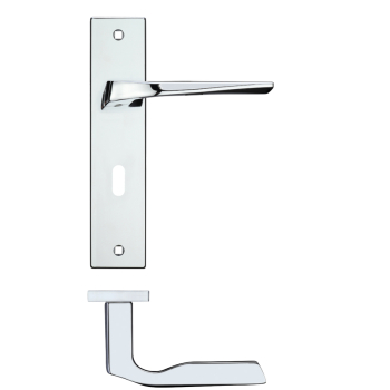Lyra Lever Lock (57mm c/c) On Backplate - 190x42mm - Polished Chrome