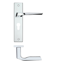 Lyra Lever Euro Lock (47.5mm c/c) On Backplate - 190x42mm - Polished Chrome