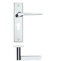 Draco Lever Euro Lock (47.5mm c/c) On Backplate - 190x42mm - Polished Chrome