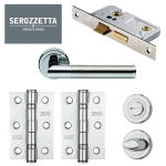 Serozzetta Trend Bathroom Door Handle Pack - Dual Finish Polished Chrome / Satin Nickel - 64mm