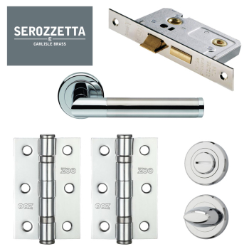 Serozzetta Trend Bathroom Door Handle Pack - Dual Finish Polished Chrome / Satin Nickel - 76mm