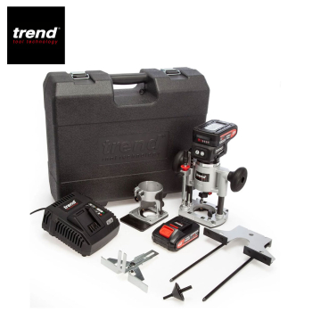Trend T18S 18V 1/4Inch Brushless Router Kit (2 x 4Ah Battery and Fast Charger)