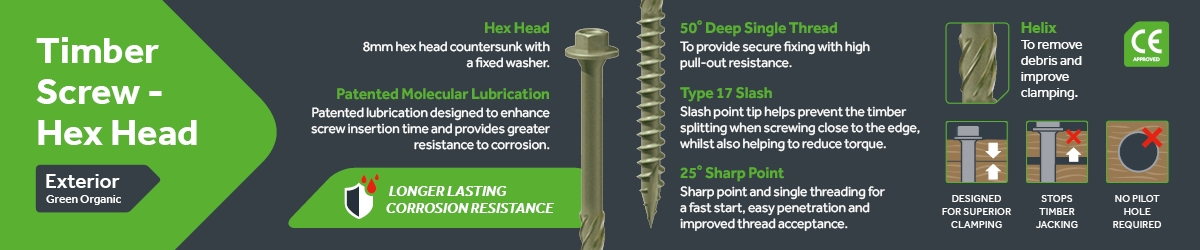 Timber Screw Hex - Green