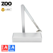 Zoo Size 2-4 Adjustable Overhead Door Closer & Matching Armset (Silver Painted)