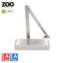 ZOO Size 2-4 Adjustable Overhead Door Closer & Matching Armset (Satin Stainless)