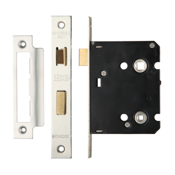 Zoo 3Inch Contract Bathroom Lock - 57mm Centres - Satin Stainless Steel