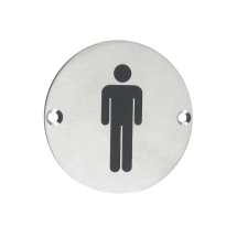 Zoo Male Sex Symbol Signage - 76mm Dia - Satin Stainless Steel