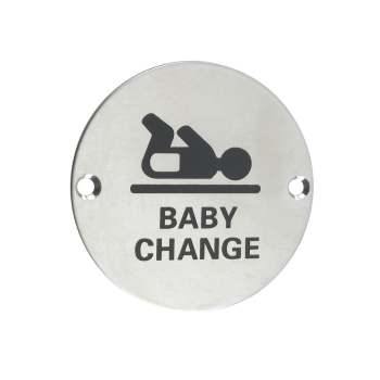 Zoo Baby Change Signage - 76mm Dia - Satin Stainless Steel