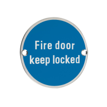 Signage - Fire Door Keep Locked - 76mm dia